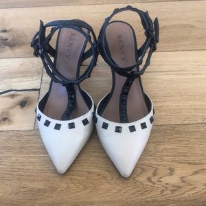 Renvy Nude Leather w/ Black Studded Heels